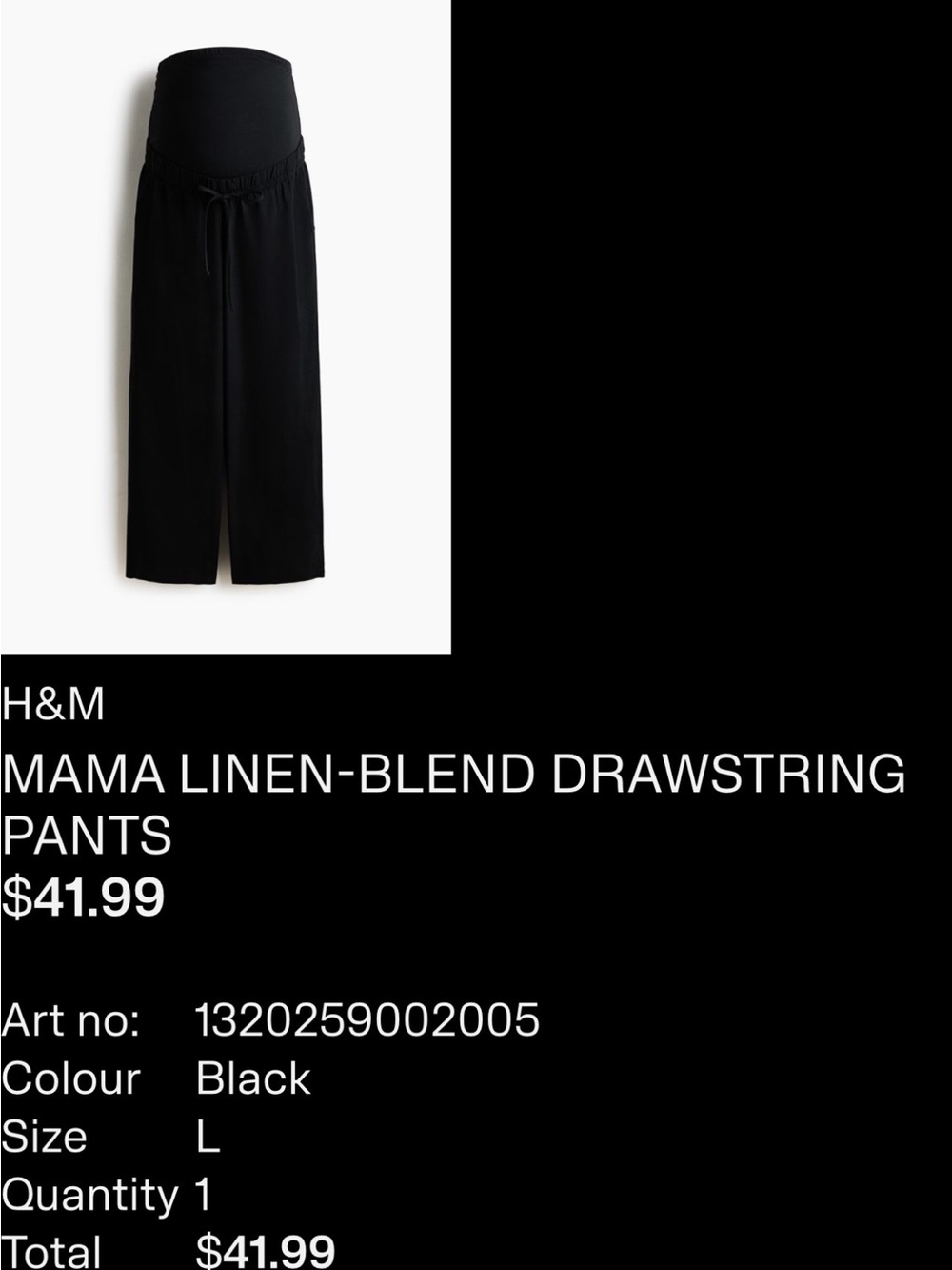 H&M MAMA linen-blend drawstring pants - NWOT
